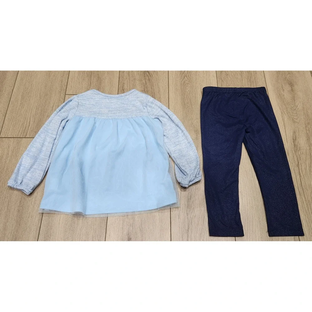 Disney Frozen II‎ Elsa Anna Olaf Tunic Top Sparkle Leggings Girls Outfit Size 4T